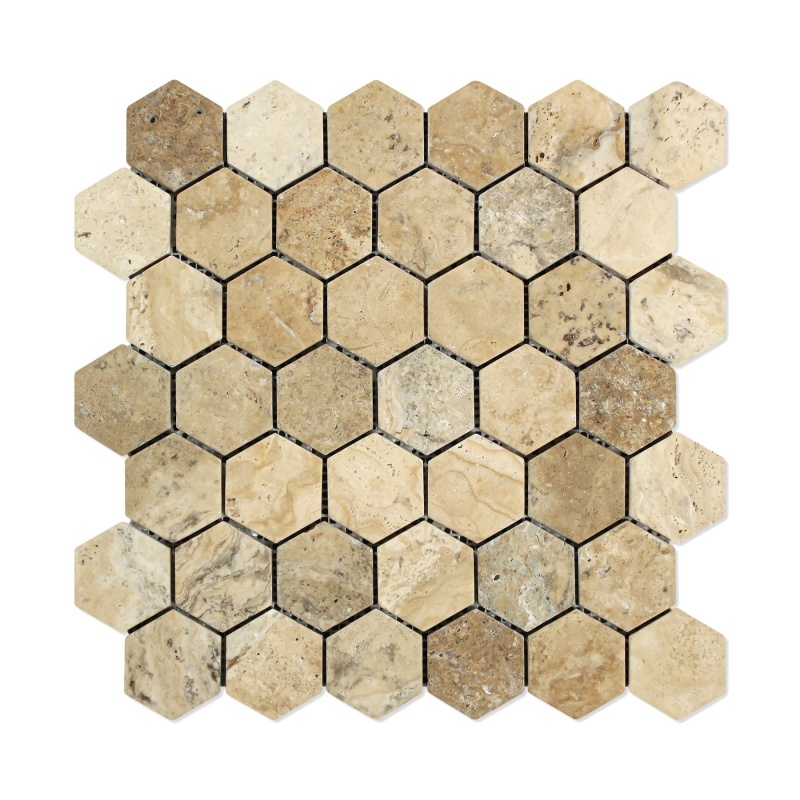 Philadelphia Travertine 2" Hexagon Mosaic