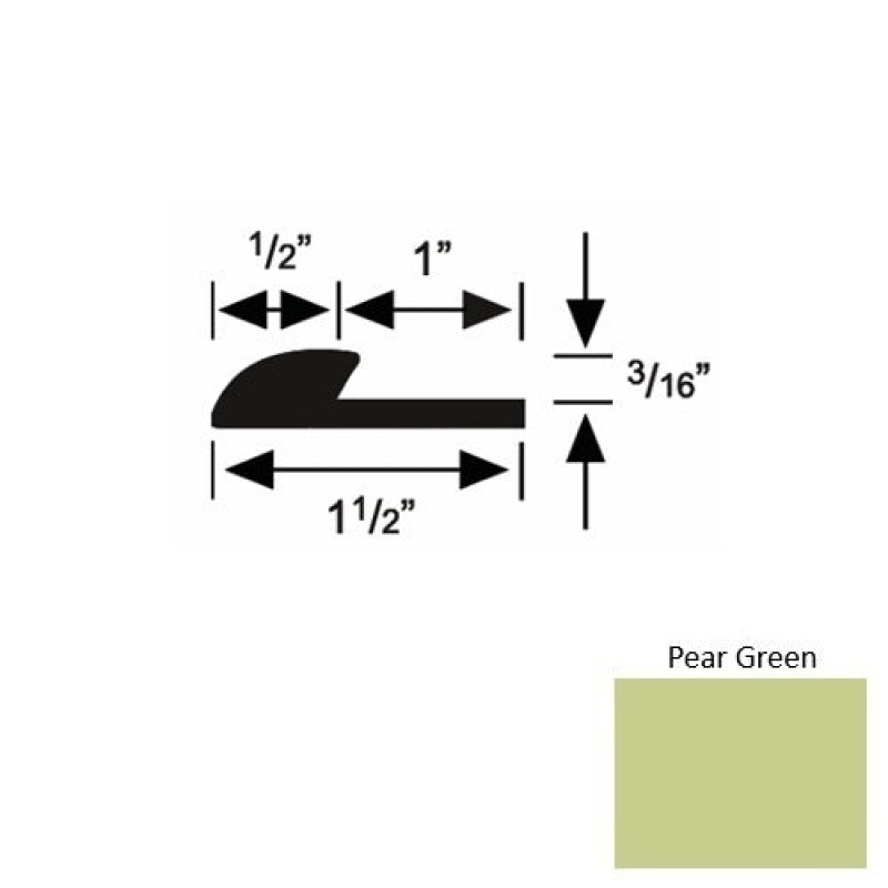 Solid 34 Pear Green Rubber Underlap Carpet Edge