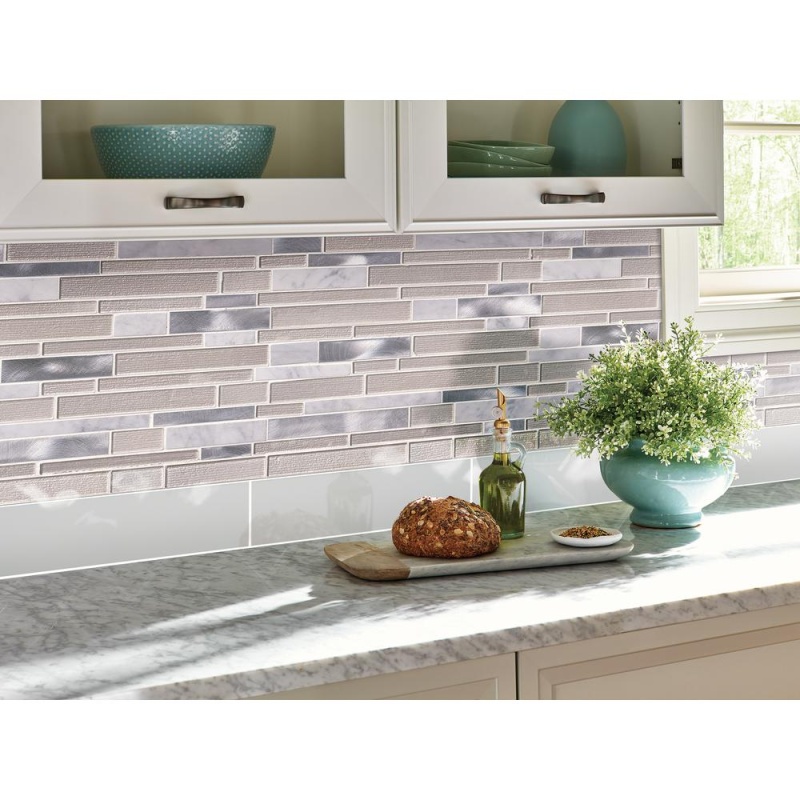 Decorative Blends White Wave Mixed Mosaic - Linear - Textured, Per Pack: 20 Enter Quantity In Sqft
