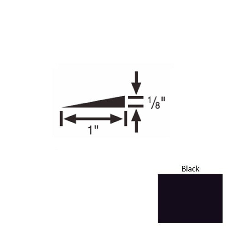 Solid 22 Black Rubber Reducer Strip - 1" X 9 Ft (108") X 1/8"