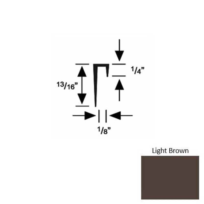 Solid 46 Light Brown Rubber Cove Cap Square - 1/8" X 9 Ft (108")