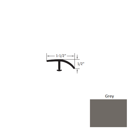Grey Vinyl T Molding Trim 1 1/2" x 12 Ft
