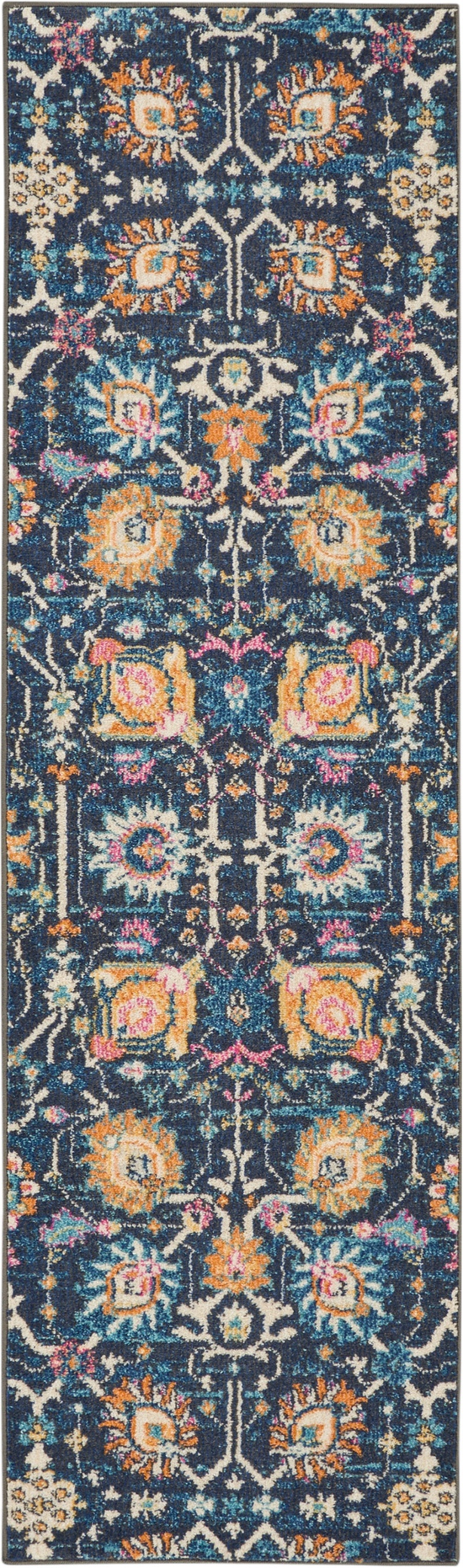 Passion Psn01 Navy Polypropylene Bohemian Area Rug - 8 Ft Runner