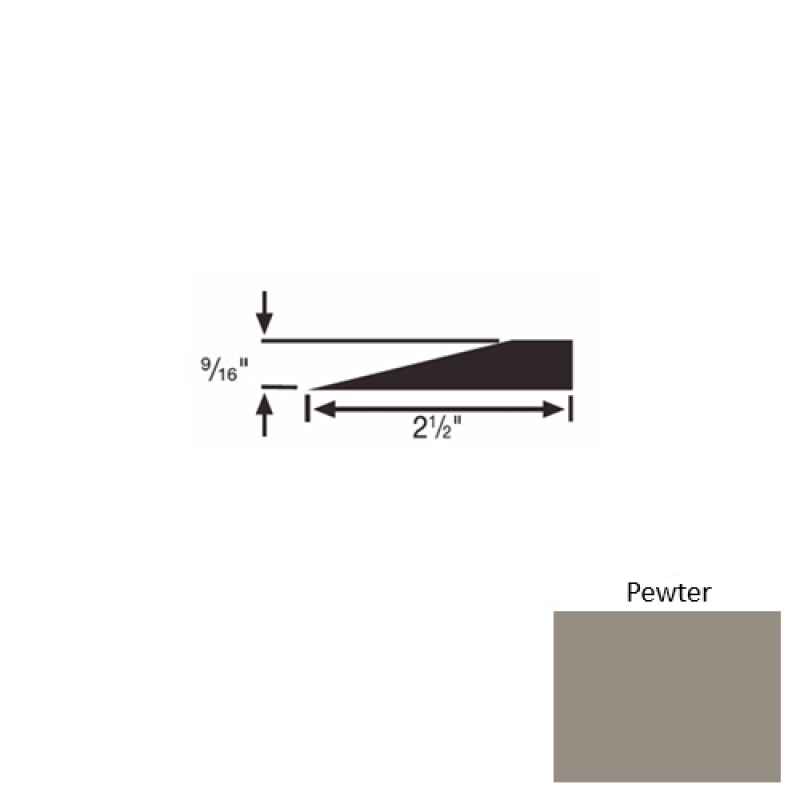 Solid 49 Pewter Rubber Transitional Reducer - 2 1/2" X 9 Ft (108") X 9/16"
