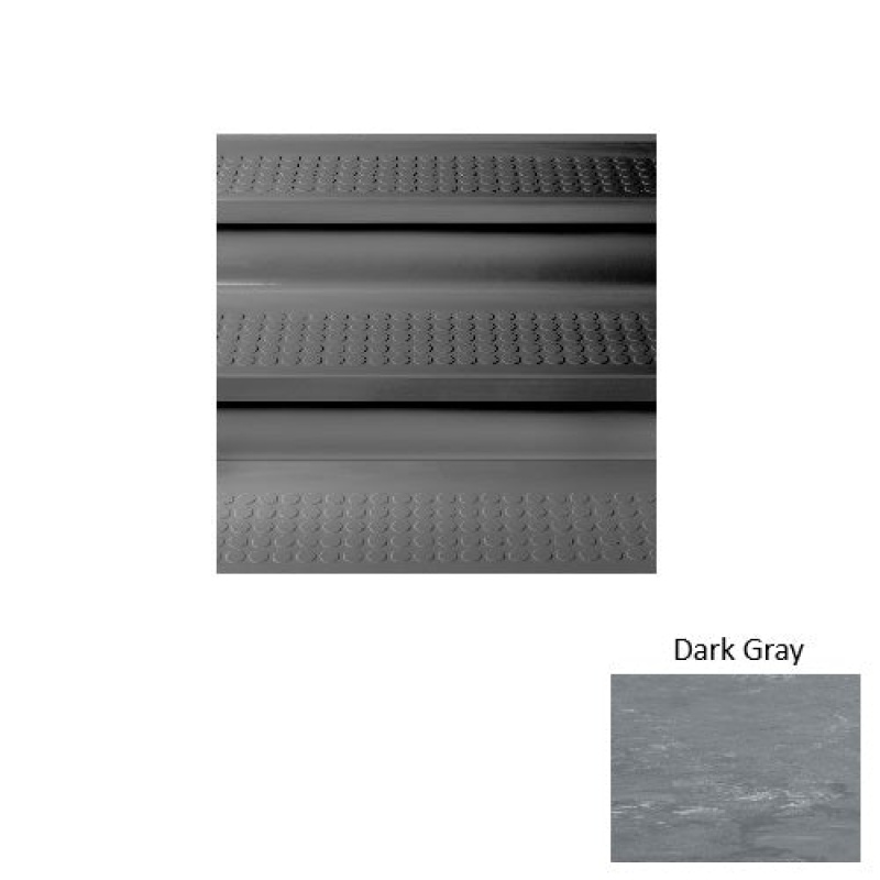 Marbleized 96 Dark Gray Vantage Raised Circular Rubber (Sq) Stair Tread With Riser - Textured