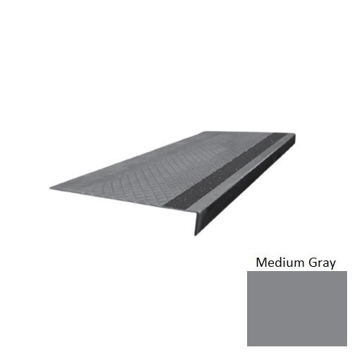 Flextones Medium Gray Type 675 With Flush Ribbed Insert Distinct Designs Rubber - 12" X 72" Stair Tread - Diamond Profile Design