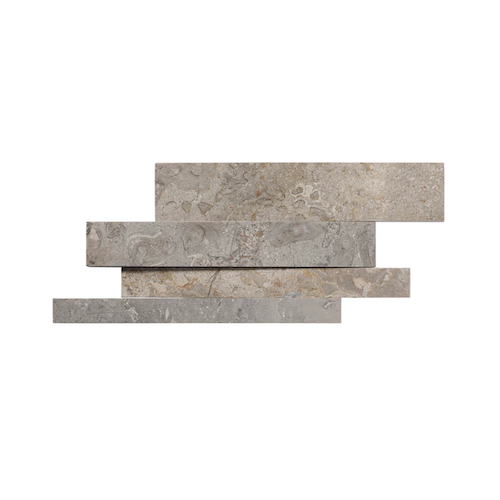 V Parallels Volcano Grey Marble Tile - Honed - 6 3/8" X 22 7/8"