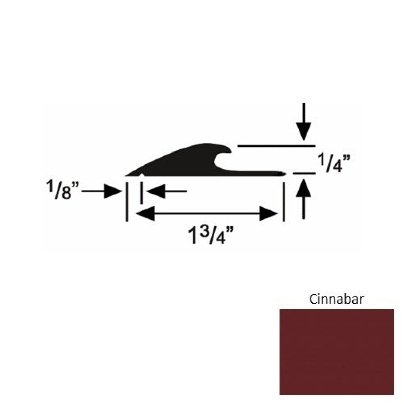 Solid 43 Cinnabar Rubber Custom Carpet Edging - 1 3/4" X 9 Ft (108") X 1/4"