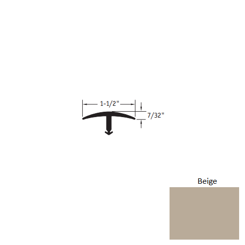 Johnsonite Beige Vinyl Moulding / Trim - 1 1/2" X 12 Ft (144") X 1/2" T Molding - T Molding