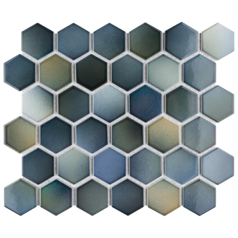 Hudson Due Atlantis Porcelain Mosaic - 2" X 2" Hexagon - Glossy