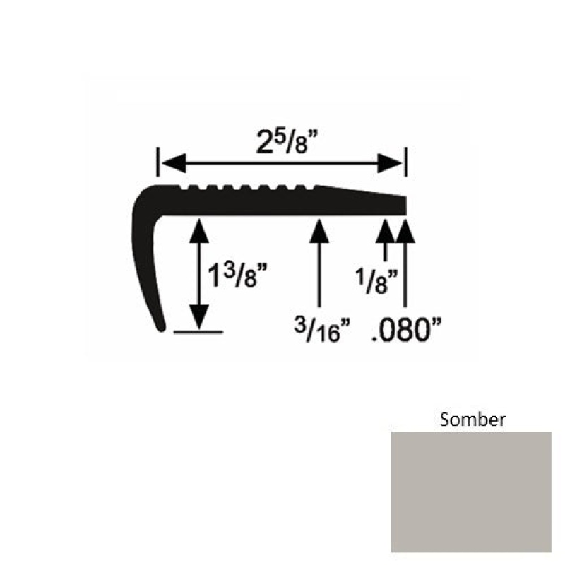 Solid 03 Somber Rubber Residential Stair Nosing