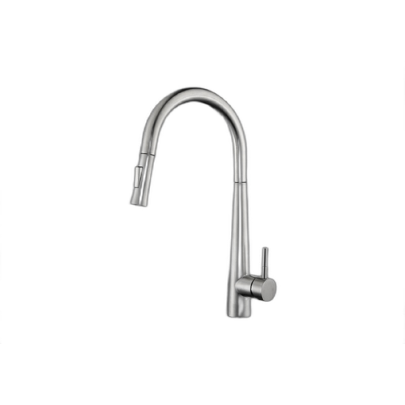 Euphrates Brushed Nickel Kitchen Faucet - Single Handle / One Hole Pullout Retractable Spray - Brushed Nickel