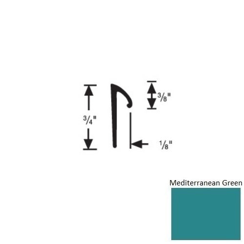 Flextones Mediterranean Green Vinyl 197R Tapered Resilient Cove Cap - 3/8" X 12 Ft - Thermoplastic