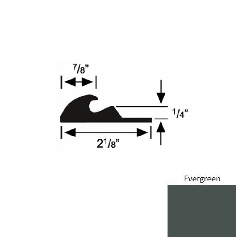Solid 41 Evergreen Rubber Tackless Carpet Bar - 2 1/8" X 9 Ft (108") X 1/4"