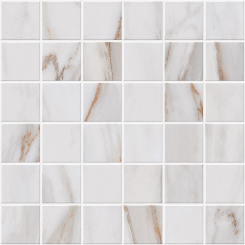 Calacatta Gold Porcelain Mosaic - 13" X 13" - Unpolished