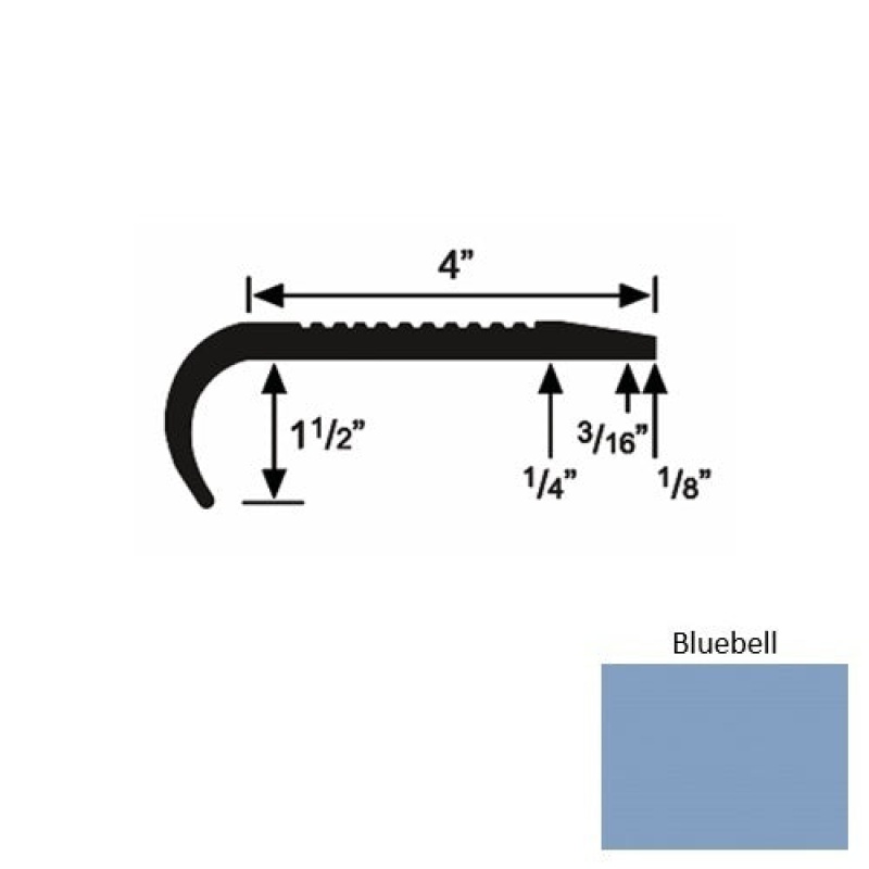 Solid 02 Bluebell Rubber Commercial Stair Nosing (Rd) - 4" X 9 Ft (108")