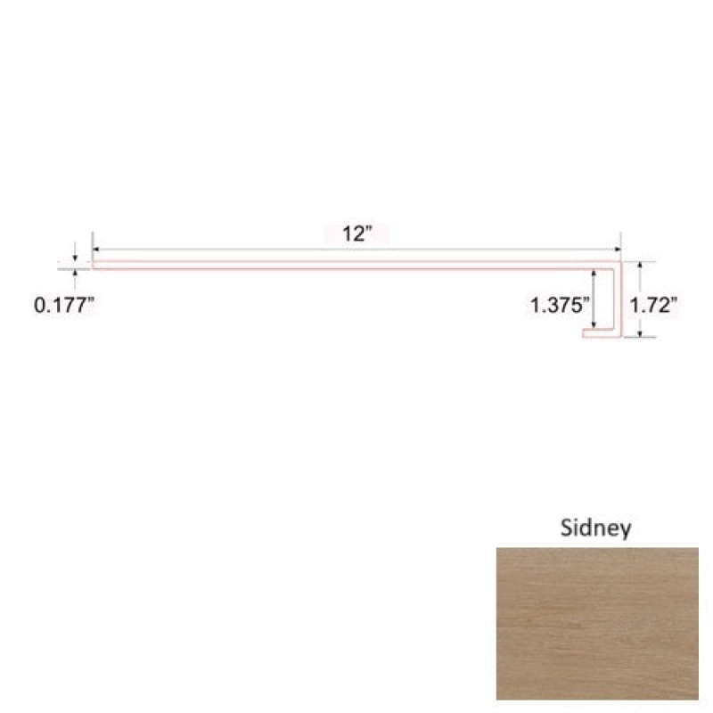 Crystal Sidney Luxury Vinyl Moulding / Trim - 47" Square Stair Tread - Mineral Enhanced Uv Coating