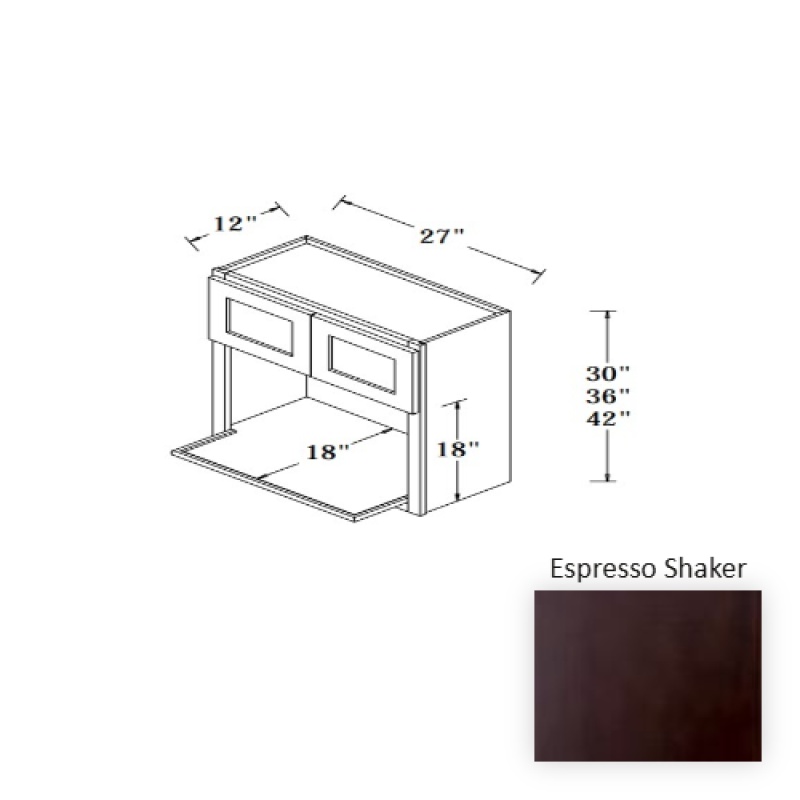 Espresso Shaker Wood Kitchen Microwave Base Cabinet