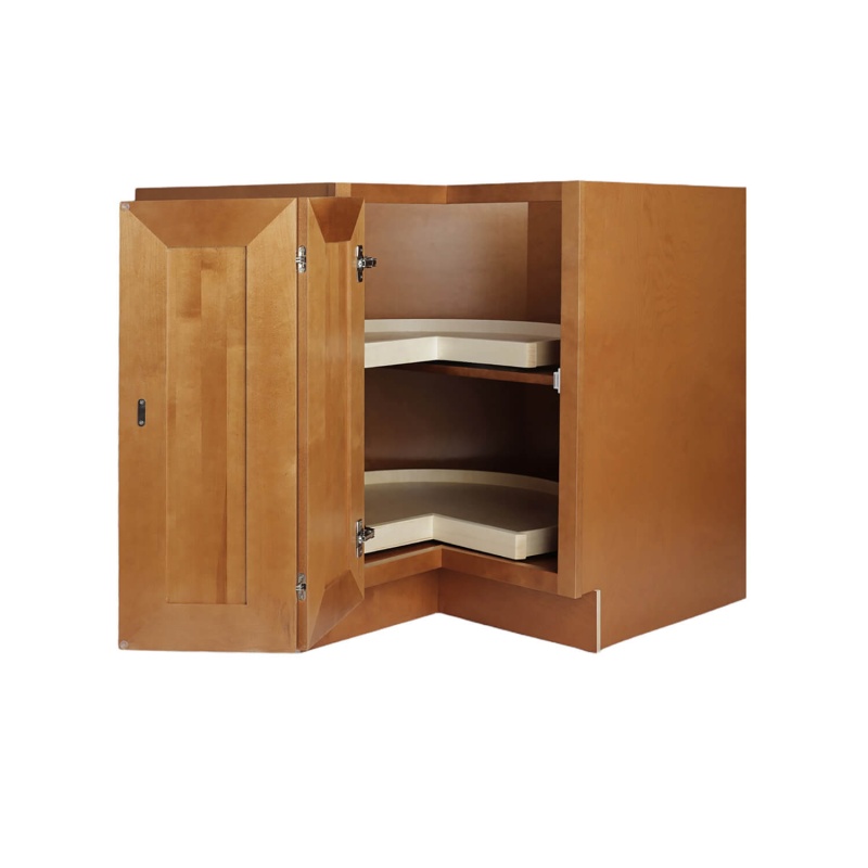 Coffee Glaze Wood Kitchen Corner Lazy Susan Base Cabinet - 36" X 24" X 34.5" (Assembly Required) - Coffee Glaze