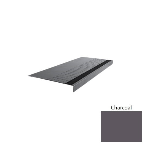 Flextones Charcoal Type 776 With Flush Ribbed / Smooth Insert Distinct Designs Rubber - 12" X 72" Stair Tread - Rgt Radial Ii Raised Disc Design