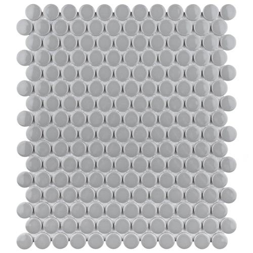 Metro Light Grey Porcelain Mosaic - Penny Round