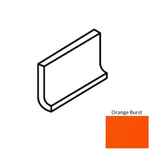 Color Wheel Classic Orange Burst Ceramic Wall Trim - 3" X 6" Flat Top Cove Base - Semi Gloss