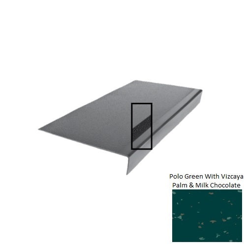Spextones Polo Green With Vizcaya Palm & Milk Chocolate Type 975 With Carborundum Strip Distinct Designs Rubber - 12 1/2" X 72" Stair Tread - Hammered