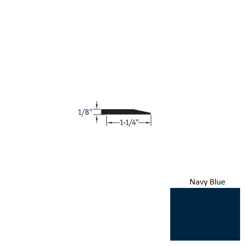 Johnsonite Navy Blue Vinyl Moulding / Trim - 1 1/4" X 25 Ft (300") X 1/8" Reducer - Reducer