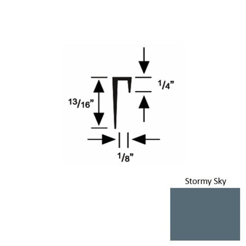 Solid 46 Stormy Sky Rubber Cove Cap Square - 1/8" X 9 Ft (108")