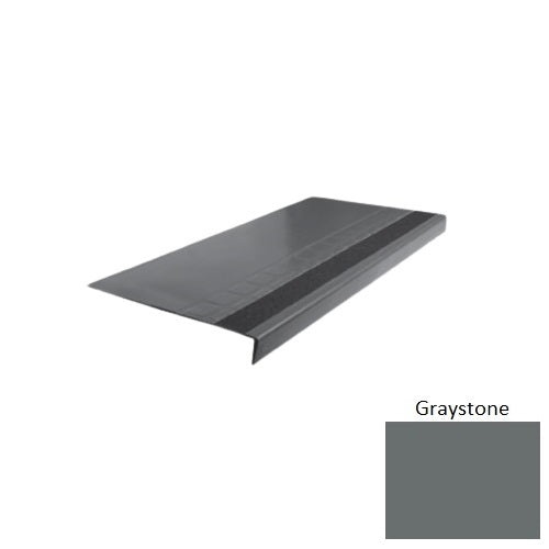 Flextones Graystone Type 875 With Flush Ribbed / Smooth Insert Distinct Designs Rubber - 12 1/4" X 72" Stair Tread - Raised Square Design