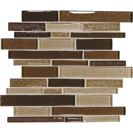 Crystal Shores Copper Coast Glass Mosaic - Linear - Glossy