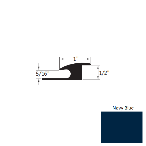Johnsonite Navy Blue Vinyl Moulding / Trim - 1" X 12 Ft (144") X 5/16" - 1/2" Adaptor - Adaptor