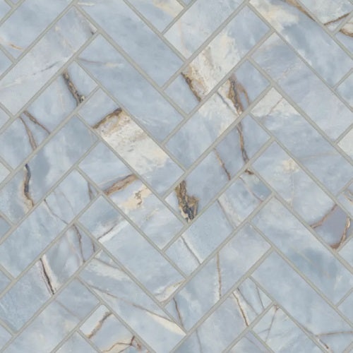 Deep River Porcelain Mosaic 1" x 4" Herringbone Satin