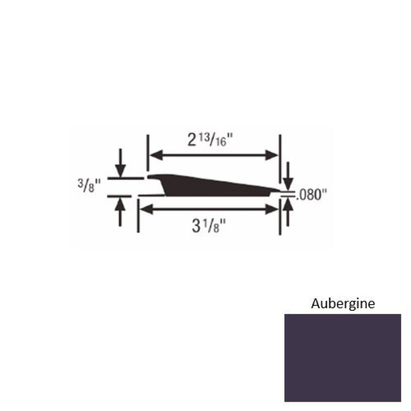 Solid 66 Aubergine Rubber Rolling Traffic Transition - 3 1/8" X 9 Ft (108") X 3/8" - 0.080"