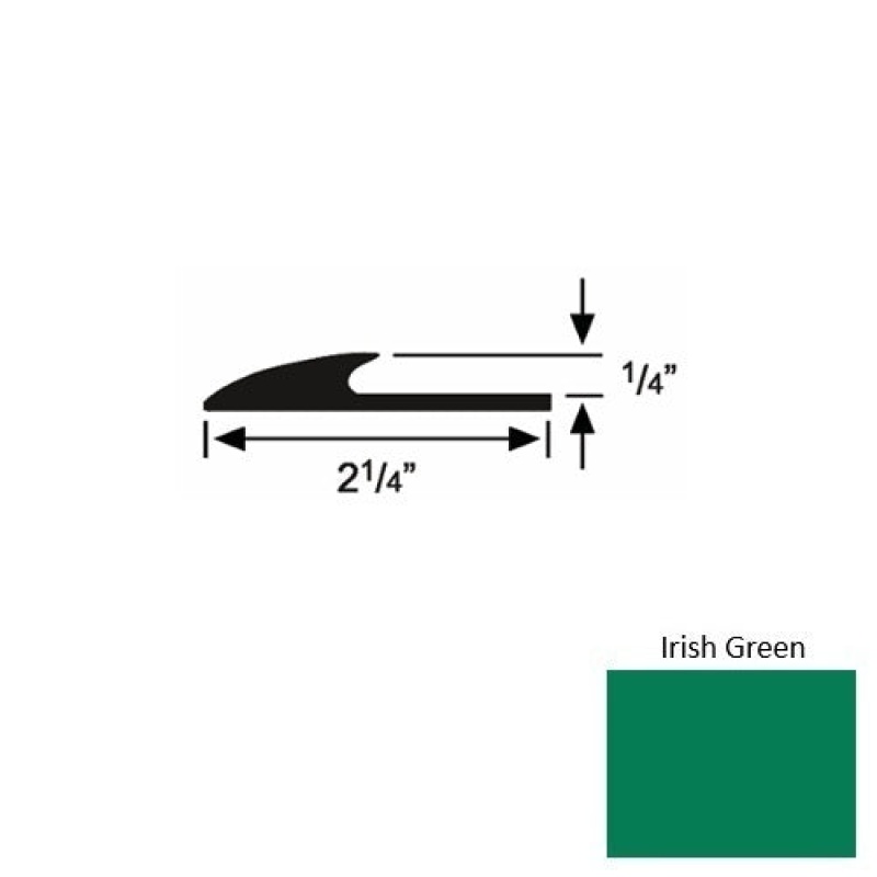 Solid 38 Irish Green Rubber Glue Down Carpet Edge - 2 1/4" X 9 Ft (108") X 1/4"