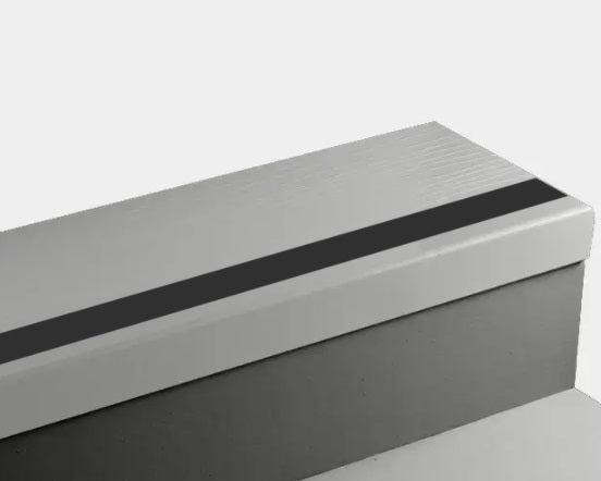 Johnsonite Icicle Bamboo Rubber Angle-Fit Stair Tread, 12 1/4" x 36", Without Riser, with 55 Silver Grey Insert