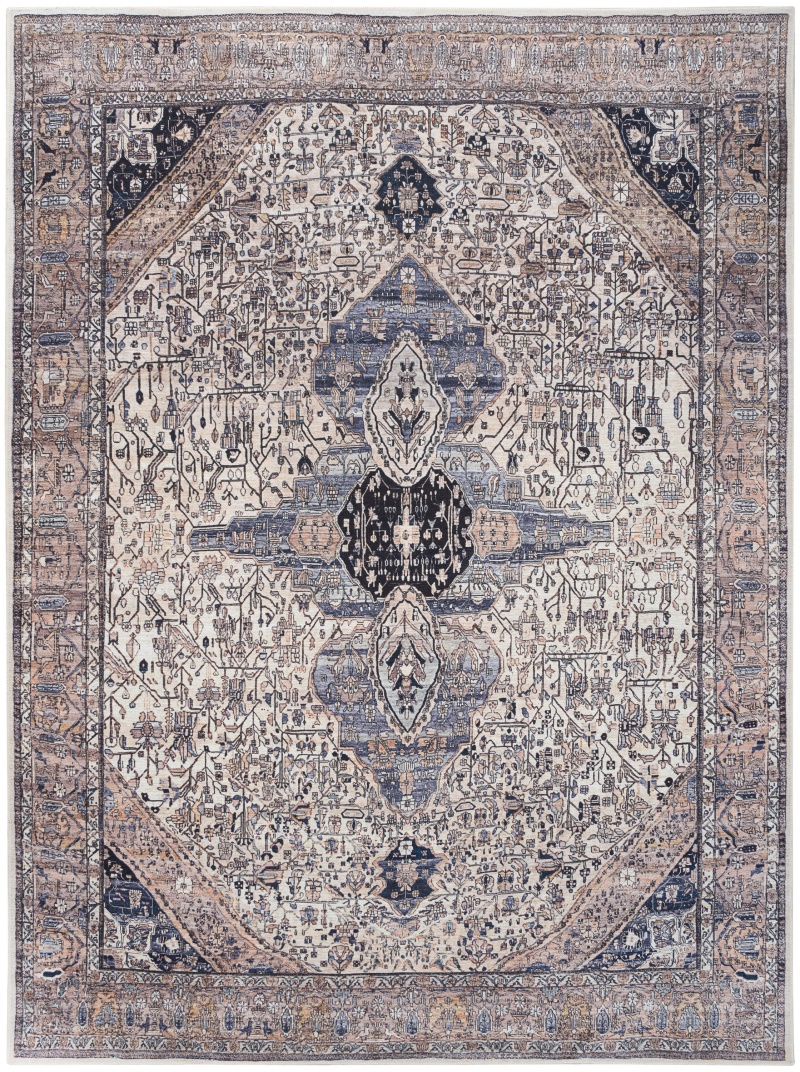 Grand Washables Ivory Blue Vintage Area Rug