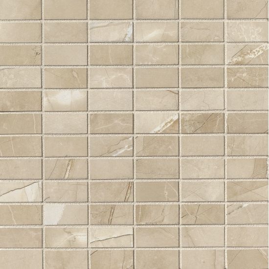 Pulpis Beige Porcelain Mosaic - 1" x 2" Stacked - Honed