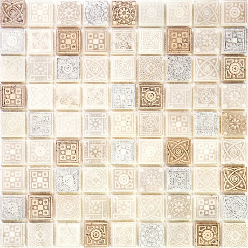 Skalini Line Artistic Stone Legend 3 Natural Stone Mosaic - 1.2" X 1.2" - Textured & Foiled