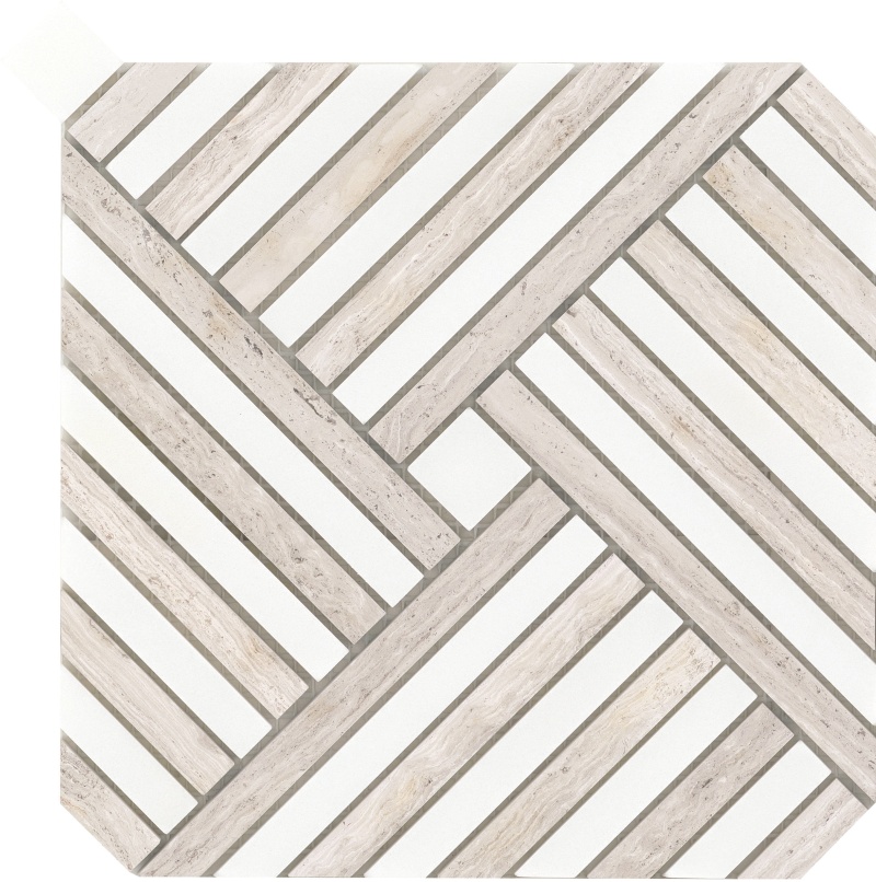 Alluro White / Cream Marble Mosaic - Palace - Polished