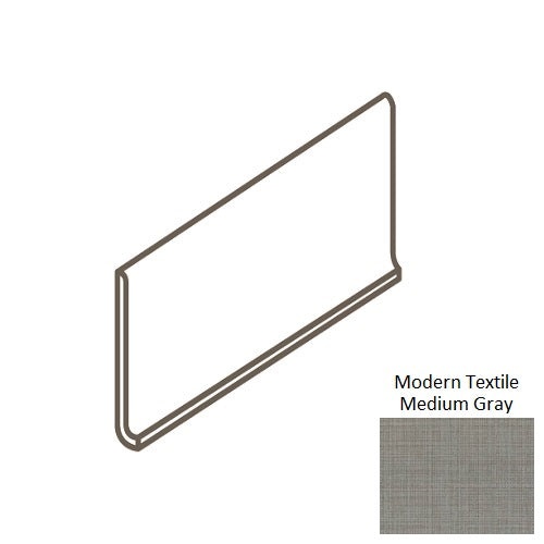 Fabric Art Modern Textile Medium Gray Porcelain Floor & Wall Trim - 6" X 12" Cove Base - Matte