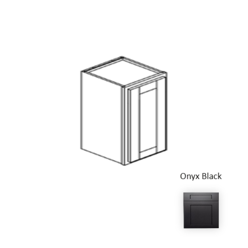 Ob.W0942 Framed Shaker Signature Onyx Black Natural Clear Coat Wood Kitchen Wall Cabinet - 9" X 42" X 12" - Natural Clear Coat