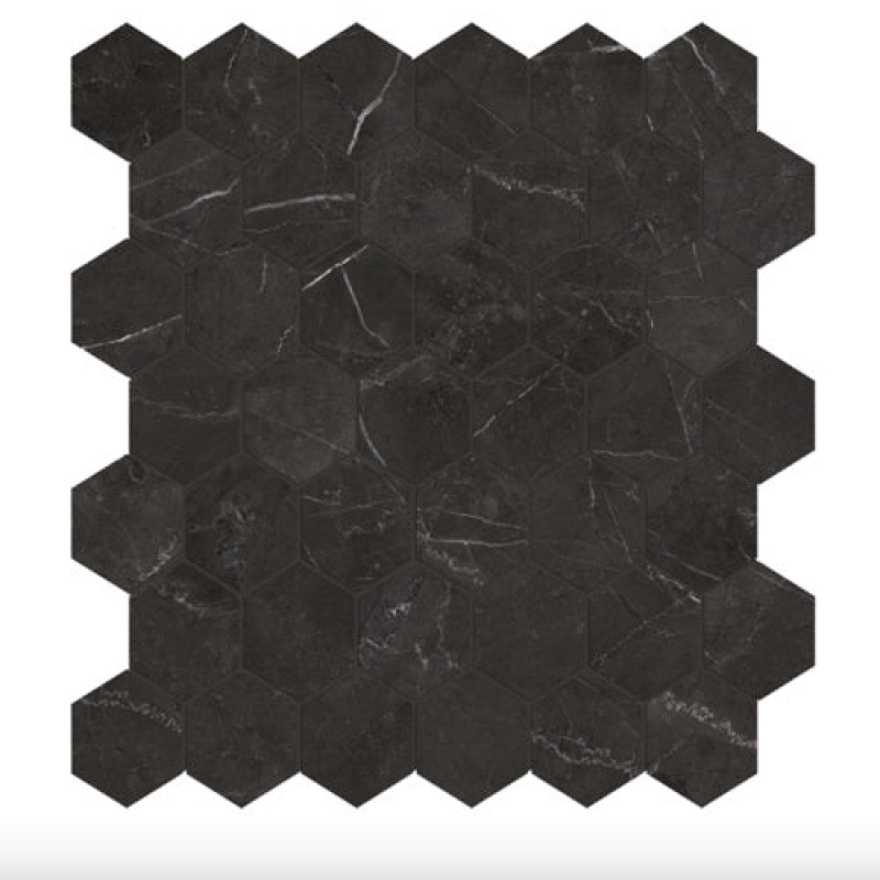 La Marca Nero Venato Porcelain Mosaic - 2" Hexagon
