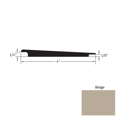 Johnsonite Beige Vinyl Moulding / Trim - 4" X 12 Ft (144") X 1/4" - 1/8" Wheeled Traffic Transition - Wheeled Traffic Transition