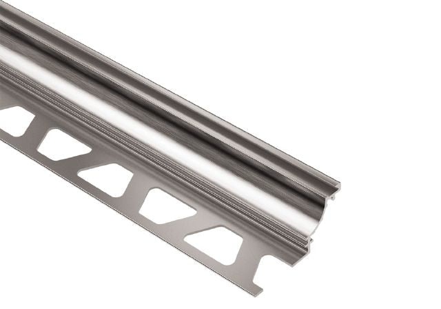 Dilex Ahk Cove Shaped Metal Tile Edging Trim - Brushed Chrome Anodized Aluminum