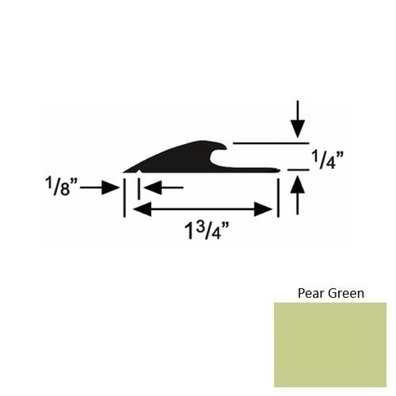 Solid 43 Pear Green Rubber Custom Carpet Edging - 1 3/4" X 9 Ft (108") X 1/4"