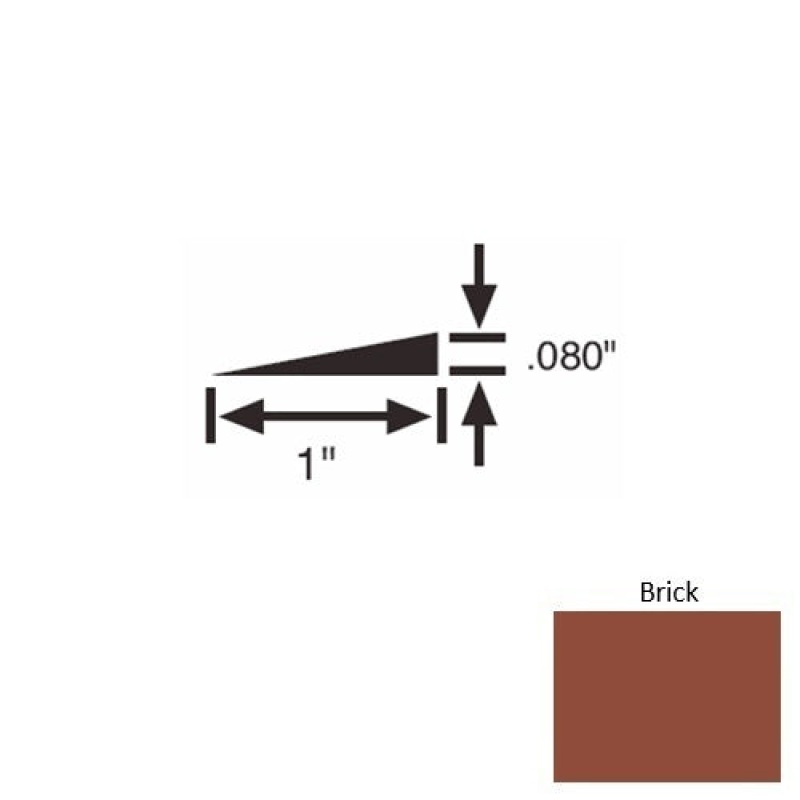 Solid 21 Brick Rubber Reducer Strip - 1" X 9 Ft (108") X 0.080"