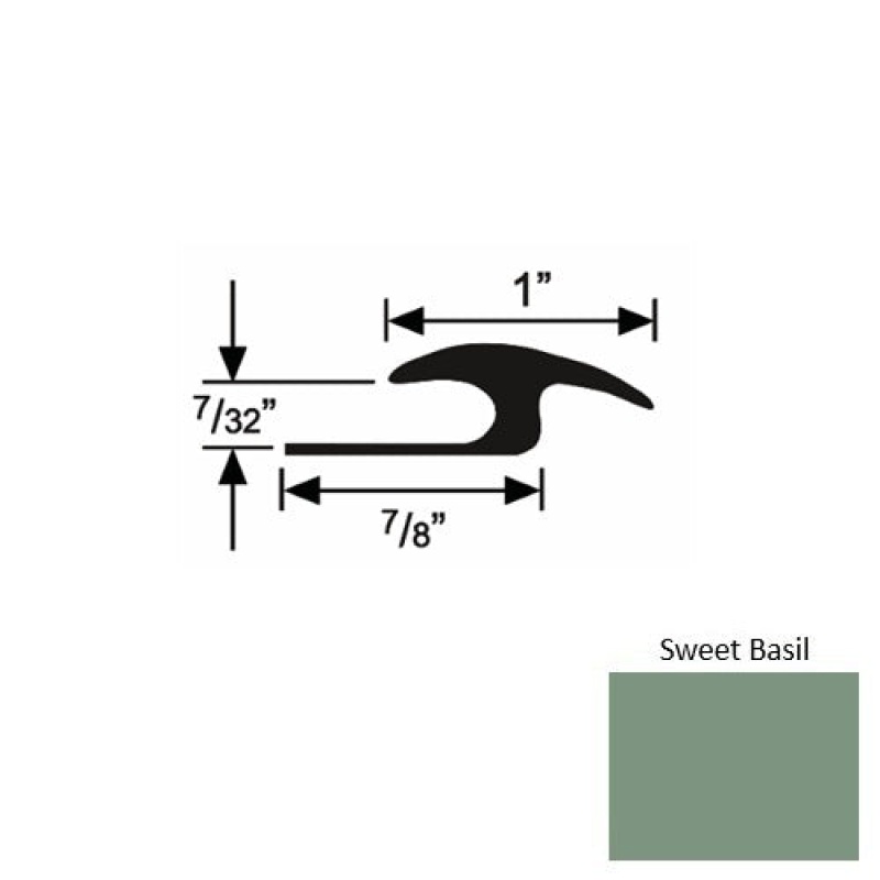 Solid 50 Sweet Basil Rubber Tile / Carpet Joiner - 7/8" X 9 Ft (108") X 7/32"