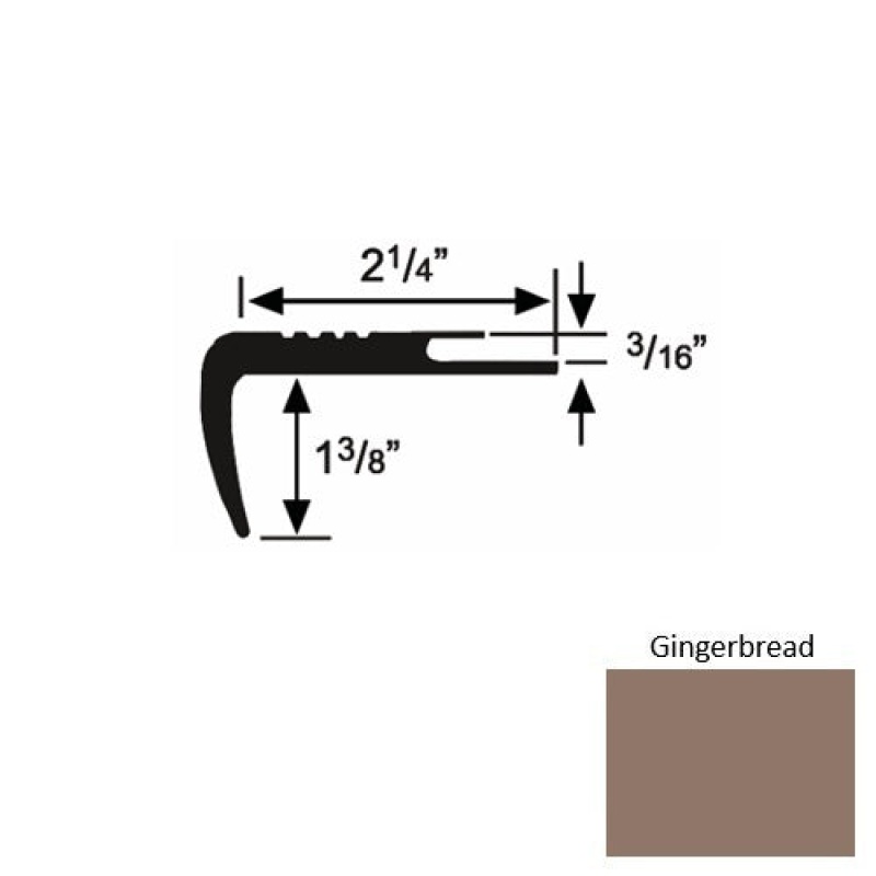 Solid 17 Gingerbread Rubber Undercut Carpet Nosing