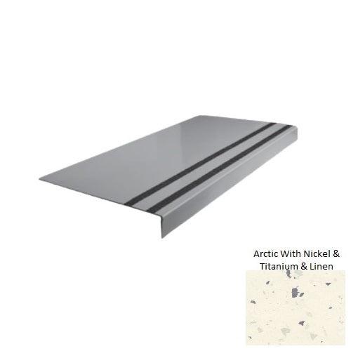 Spextones Arctic With Nickel & Titanium & Linen Type 130 Distinct Designs Rubber - 12 1/4" X 72" Stair Tread - Smooth